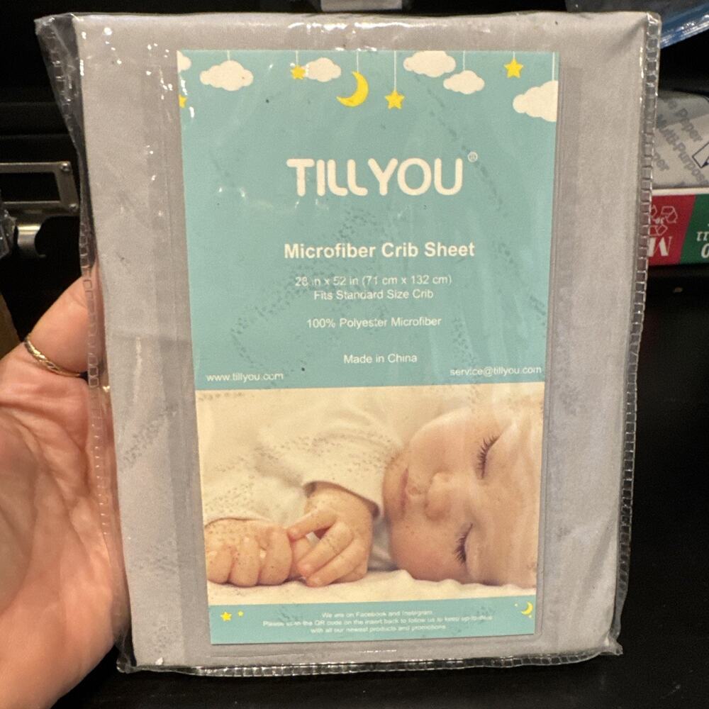 Tillyou New Microfiber Crib Sheet gray 28 X 52 Fits Standard Crib